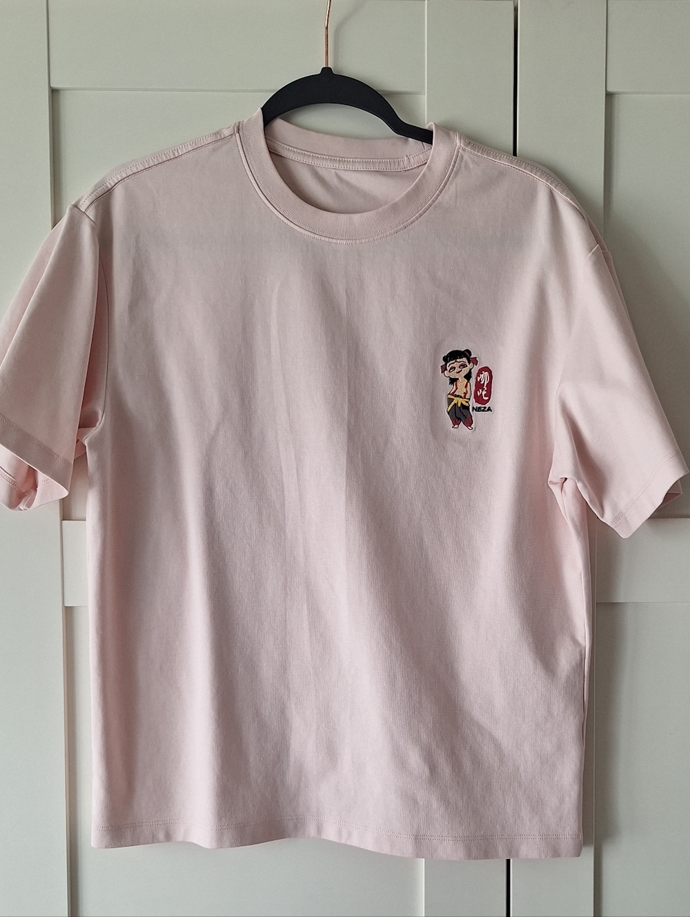 Pink anime Neza t-shirt with cute design, Size: L